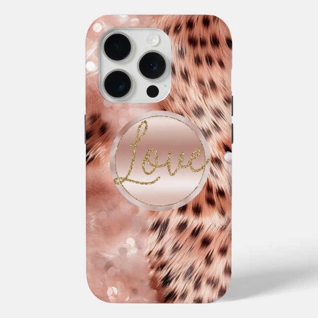 Chic Pretty Girly Rose Gold Leopard  Case-Mate iPhone Case (Back)