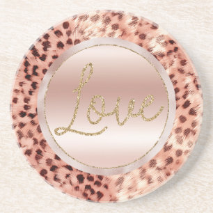 Chic Pretty Girly Rose Gold Leopard  Coaster