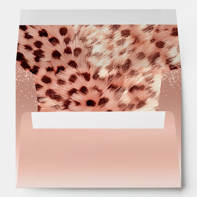 Chic Pretty Girly Rose Gold Leopard  Envelope (Back (Bottom))