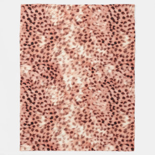 Chic Pretty Girly Rose Gold Leopard  Fleece Blanket