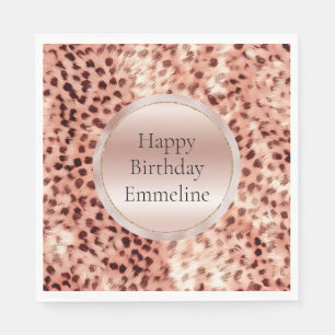 Chic Pretty Girly Rose Gold Leopard  Napkin