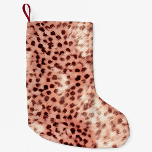 Chic Pretty Girly Rose Gold Leopard  Small Christmas Stocking