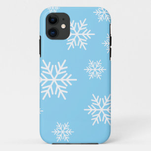 Chic Pretty Nordic Snowflakes On Light Azure Blue iPhone 11 Case