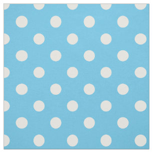Chic Primrose Sky Blue and White Polka Dot Pattern Fabric
