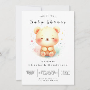 Chic Printable Bear Baby Shower  Invitation