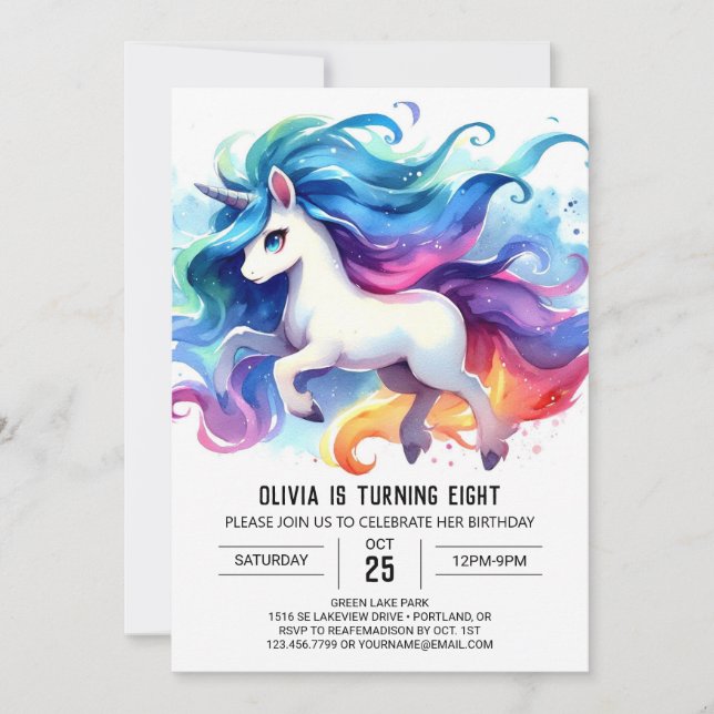 Chic Printable Horse Birthday Invitation (Front)