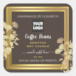 Chic Product Packaging Labels With Logo Brown Gold