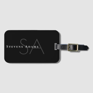 Chic Professional Black and White Monogrammed Luggage Tag