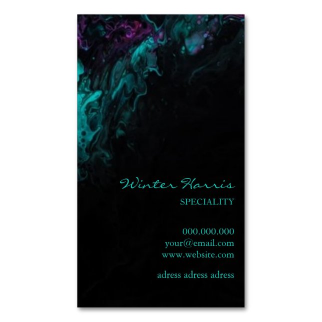 Chic professional black artistic 	Magnetic business card (Front Vertical)