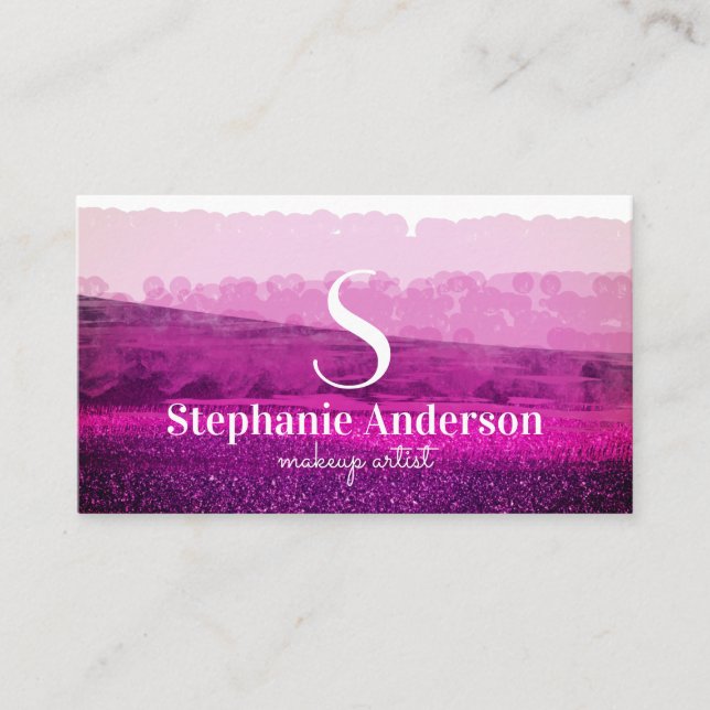 Chic Professional Burgundy and Pink Monogrammed Business Card (Front)