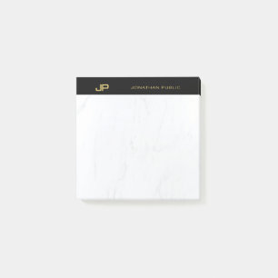 Chic Professional Monogram Black Gold Marble Post-it Notes