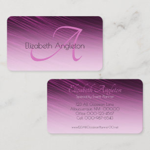 Chic Professional Monogram Purple Ombre Streaks Business Card