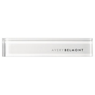 Chic Professional White Modern Simple Minimalist Nameplate