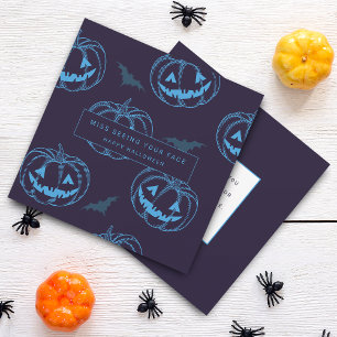 Chic Pumpkin Bat Halloween Card