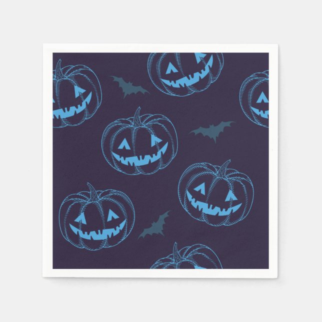 Chic Pumpkins Bats Halloween Napkin (Front)