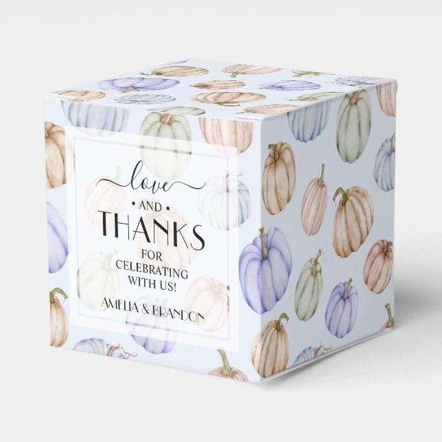 Chic Pumpkins Blue Boy Baby Shower Favour Box (Front Side)