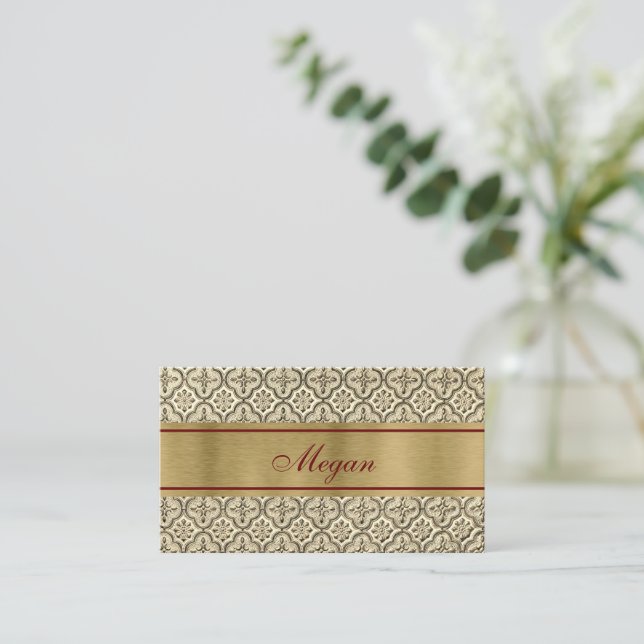 Chic Punched Tin Business Card (Standing Front)