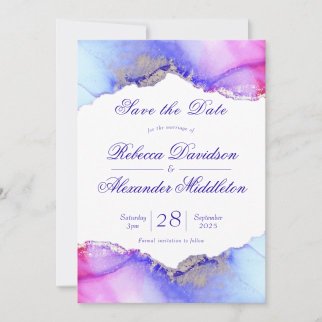 Chic Purple Amethyst Wedding Save The Date (Front)