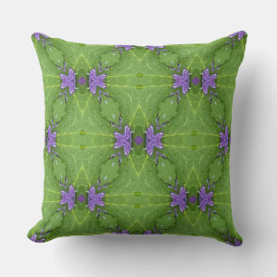 Chic Purple and Green Floral Geometric  Cushion