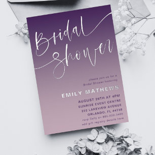 Chic Purple and Silver Calligraphy Bridal Shower
