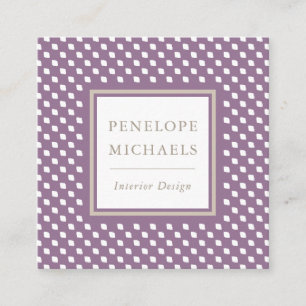 Chic Purple and White Geometric Square Business Card