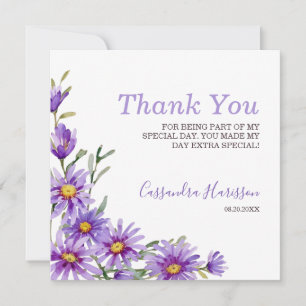 Chic Purple Aster Floral  Thank You Card