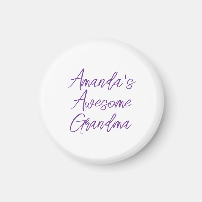 Chic Purple Awesome Grandma Grandkids Name Magnet (Front)