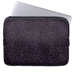 Chic Purple Black Leopard Print Laptop Sleeve