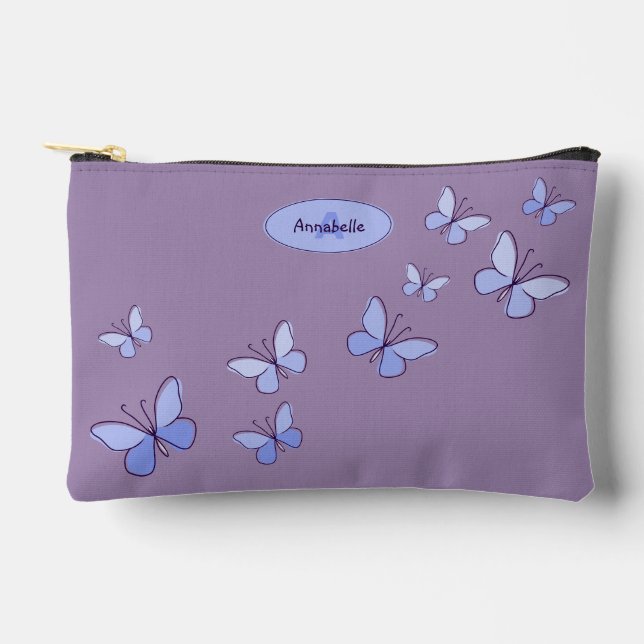 Chic Purple Blue Butterfly Flutter Accessory Pouch (Front)