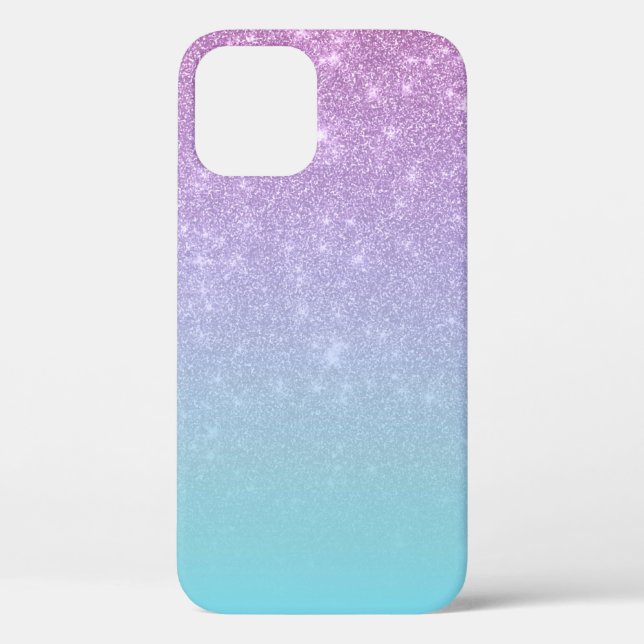 Chic Purple Blue Glitter Ombre Gradient Case-Mate iPhone Case (Back)