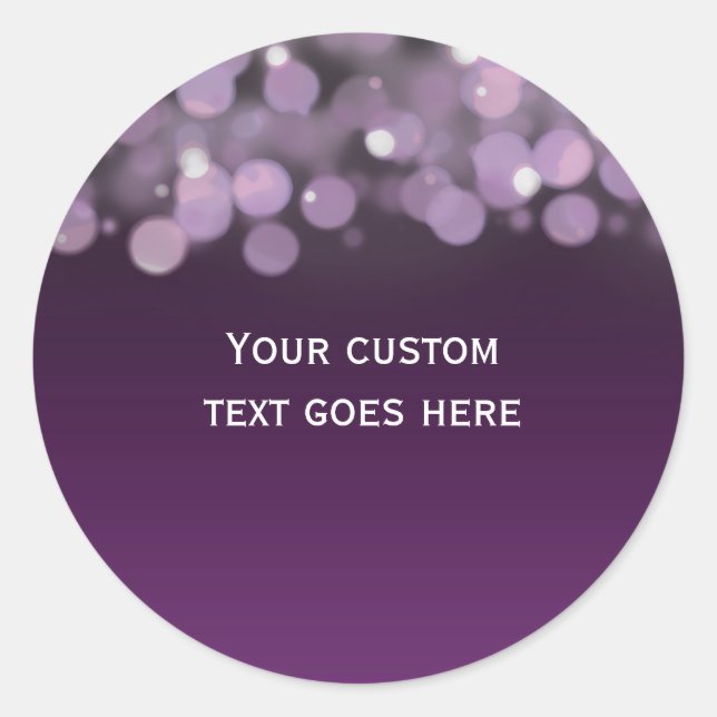Chic Purple Bokeh Sky Lights Sticker Favour label (Front)