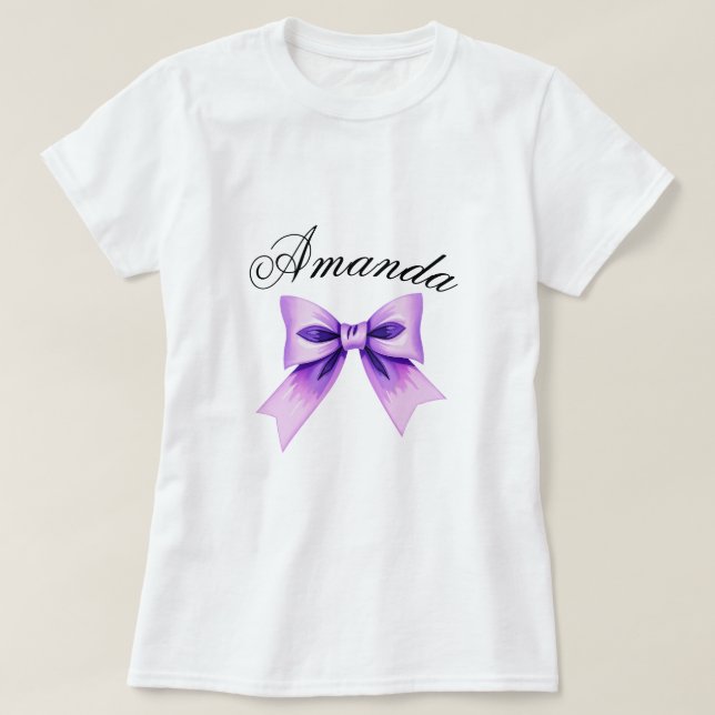 Chic Purple Bow Coquette Girl Sweet 16 Birthday T-Shirt (Design Front)