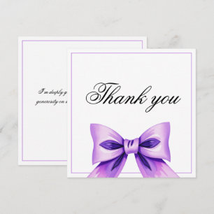 Chic Purple Bow Coquette Girl Sweet 16 Birthday Thank You Card