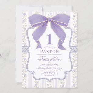 Chic Purple Bow Fancy One Love Shack 1st Birthday Invitation