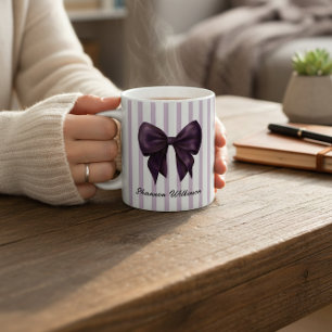 Chic Purple Bow Feminine Name Mug