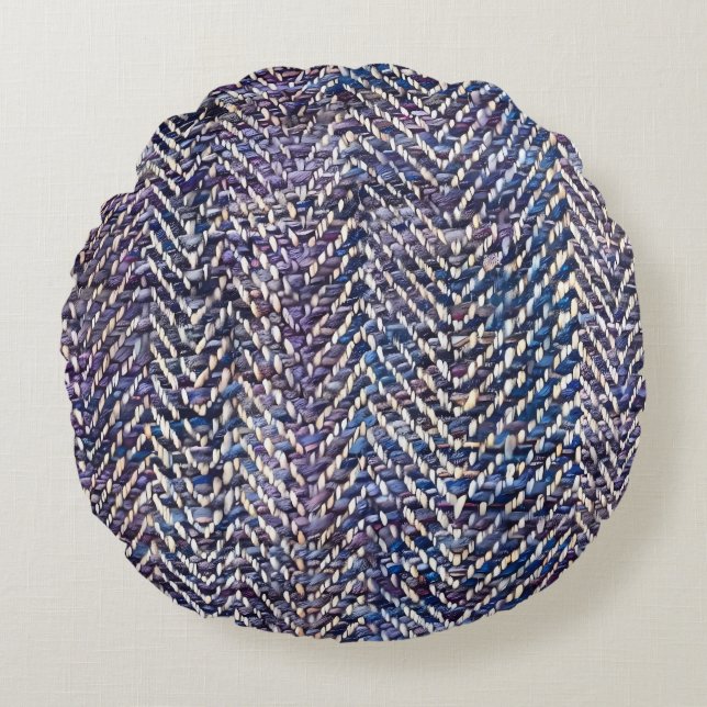 Chic purple chevron pattern round cushion (Front)