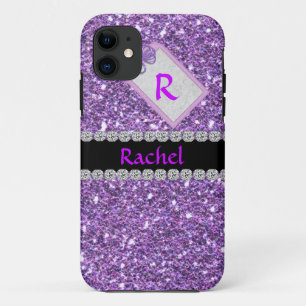 CHIC PURPLE CUSTOM BLING  I phone 5 case MONOGRAM