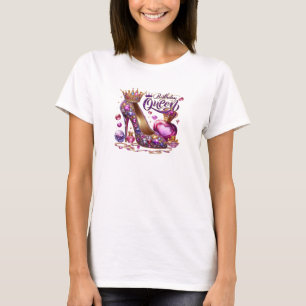 Chic purple diamond high heel birthday queen  T-Shirt