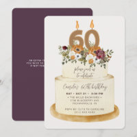 Chic Purple Fall Autumn 60th Birthday Cake