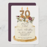 Chic Purple Fall Autumn 70th Birthday Cake Invitation<br><div class="desc">Celebrate a feminine fall 70th birthday with our chic invitation. Design features a rustic cake decorated with autumn flowers, leaves and and candles with the number 70 all for the ultimate chic look. All text is 100% customisable. If you need extra pieces for this collection please contact me, happy to...</div>