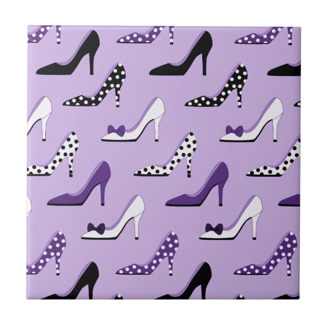 Chic Purple fashion heels Ceramic Tile (Front)