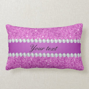 Chic Purple Faux Sequins and Diamonds Lumbar Cushion