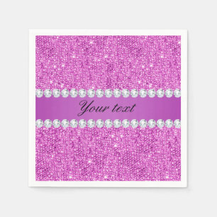 Chic Purple Faux Sequins and Diamonds Napkin