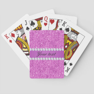 Chic Purple Faux Sequins and Diamonds Playing Cards