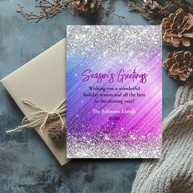 Chic purple faux silver glitter Christmas new year (Creator Uploaded)