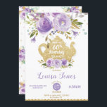 Chic Purple Floral 60th Birthday Tea Party Any Age Invitation<br><div class="desc">Personalize this lovely purple watercolor floral Birthday Invitation with your party details easily and quickly,  simply press the customize it button to further re-arrange and format the style and placement of the text.  Great for ANY AGE!   Matching items available in store!

(c) The Happy Cat Studio</div>