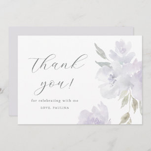 Chic Purple Floral Birthday Quinceañera Thank You  Invitation