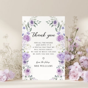Chic Purple Floral Bridal Shower Thank You Card