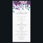 Chic Purple Floral & Silver Wedding Program<br><div class="desc">Purple Floral & Faux Silver Glitter Stripes & Confetti Watercolor Floral Wedding Program With trendy brush script font! ~ Check my shop to see the entire wedding suite for this design!</div>