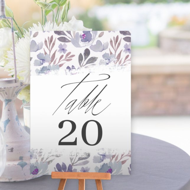 Chic Purple Floral Wedding Table Number (Creator Uploaded)